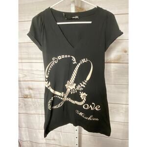 NWOT Love Moschino Women's 4 Black Babydoll Short Sleeve T-Shirt Top VTG